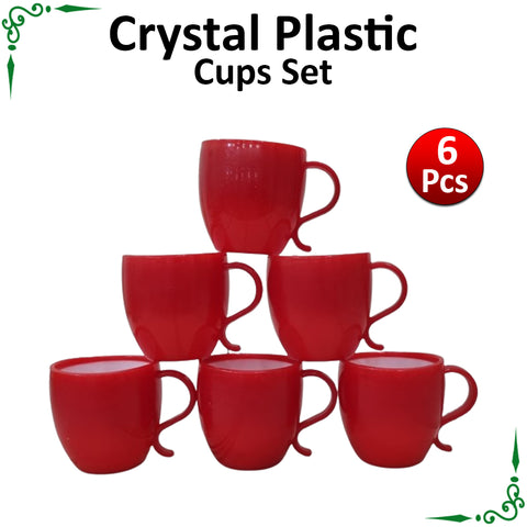 Red Crystal Plastic Cups Set- 6pcs Set