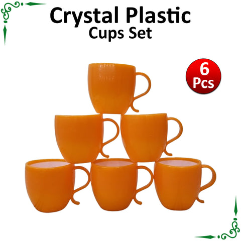 Yellow Crystal Plastic Cups Set- 6pcs Set